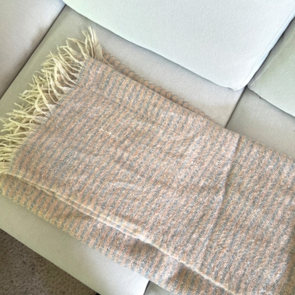 MOHAIR OF TEXAS Throw BLANKET Ol Sonora Trading Co. 62" X 48" Vintage Pink Blue - Picture 1 of 5